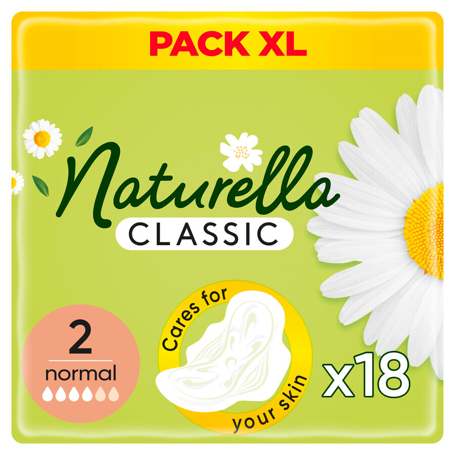 Naturella Classic, maandverband met vleugels, kamille, Normaal, 18 stuks