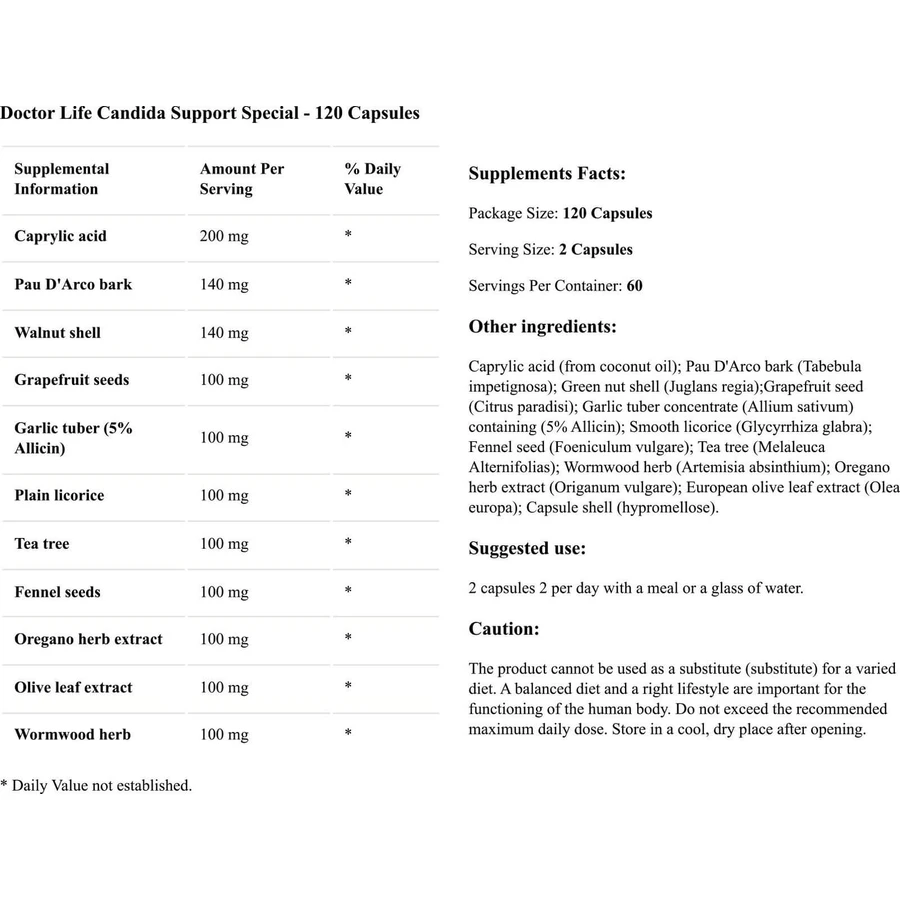 Doctor Life Candida Support Speciaal, 120 capsules