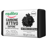 Equilibra Carbone Attivo, savon nettoyant, 100% végétal, au charbon actif, 100 g