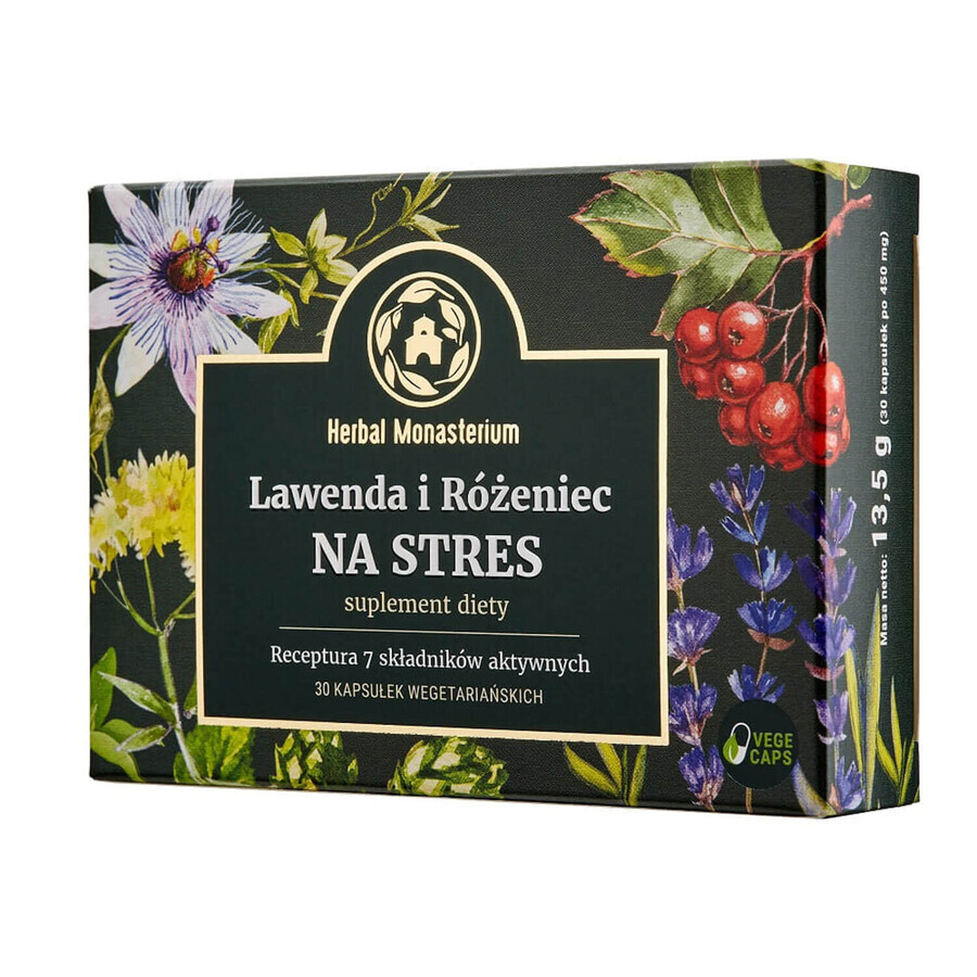 Kruidenmonasterium Lavendel en Rhodiola tegen stress, 30 vegetarische capsules