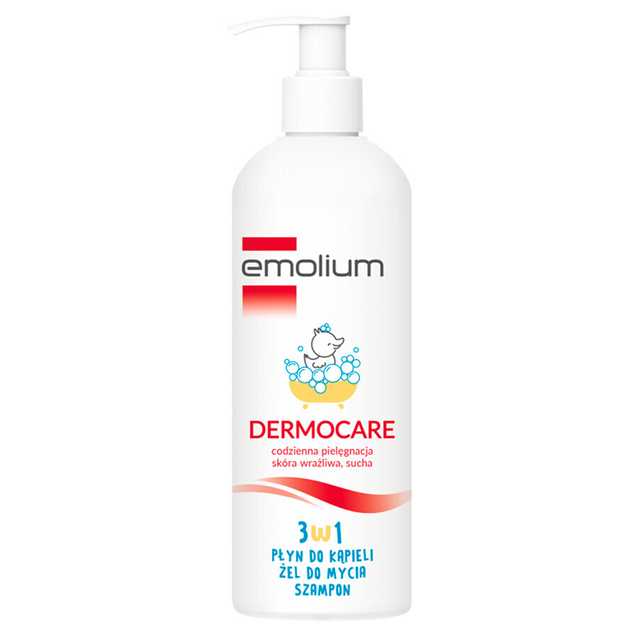 Emolium Dermocare 3in1, badvloeistof, reinigingsgel en shampoo, na 1 maand, 400 ml