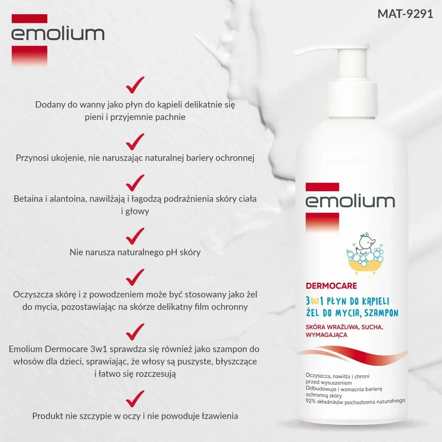 Emolium Dermocare 3-in-1 Flüssigkeit, Gel und Shampoo 400ml