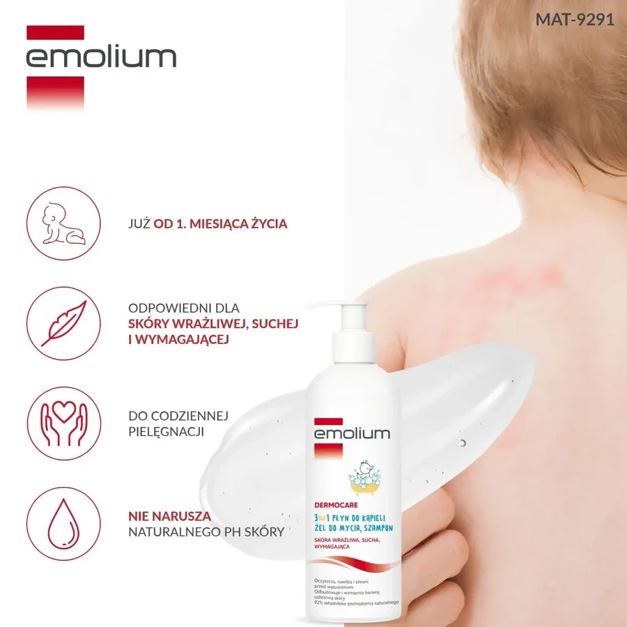 Emolium Dermocare 3-in-1 Flüssigkeit, Gel und Shampoo 400ml