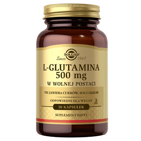 Solgar, L-Glutamine in vrije vorm, 50 capsules