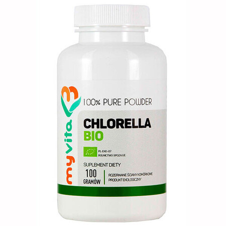 MyVita, Algue Chlorella BIO, parois cellulaires perturbées, Poudre, 100 g