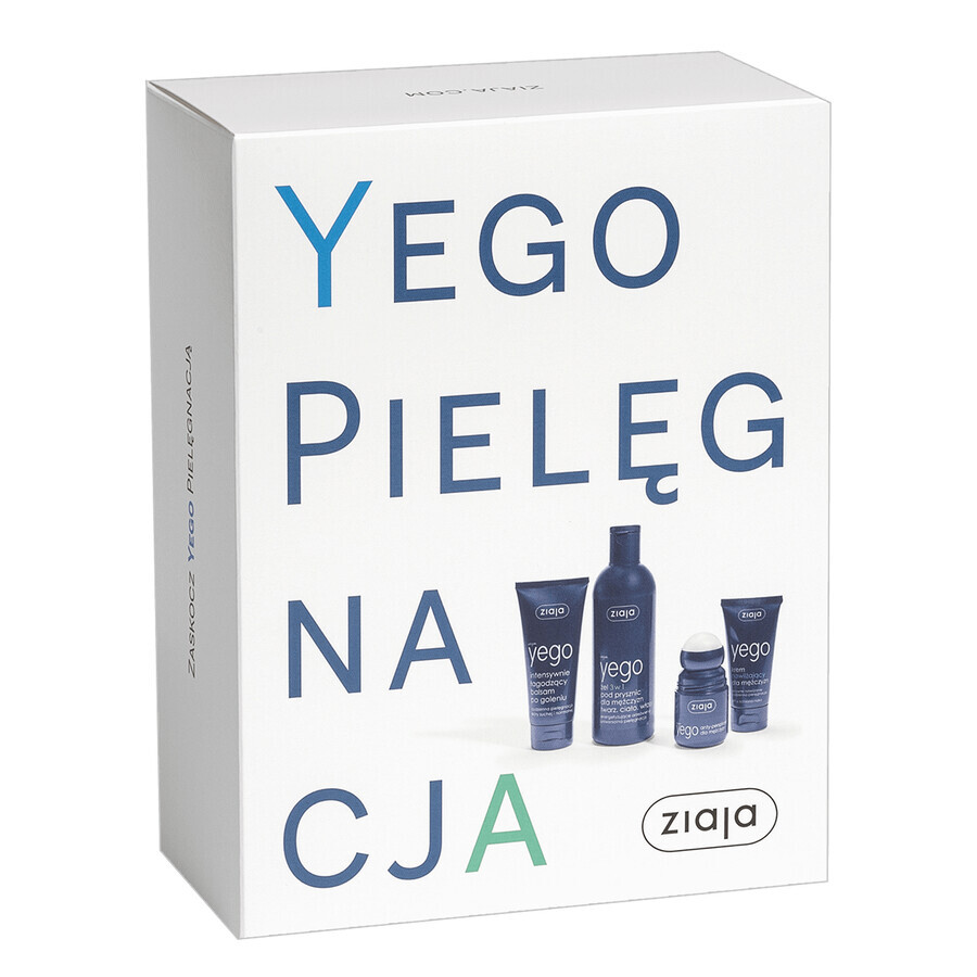 Ziaja Yego Kit, Feuchtigkeitscreme für Männer, 50 ml + Duschgel 3in1, 200 ml + Aftershave Balsam, 300 ml + Antitranspirant Roll-on, Sport, 60 ml