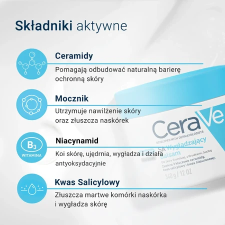 CeraVe SA, balsam wygładzający z ceramidami, skóra szorstka, z grudkami i sucha, 340 ml: ceny i cechy