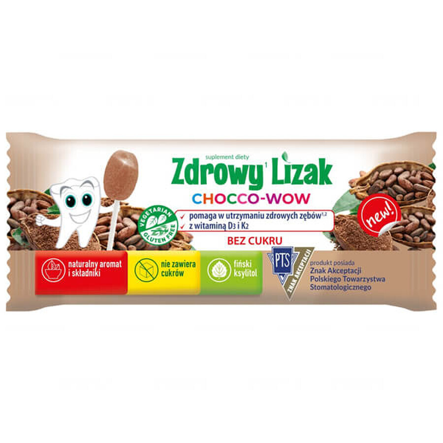 Gezonde Chocco-Wow Lollipop, cacaosmaak, 1 stuk