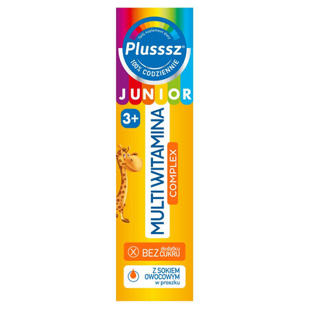 Complexe Multivitaminé Plusssz Junior, pour les enfants de plus de 3 ans, saveur tropicale, 20 comprimés effervescents