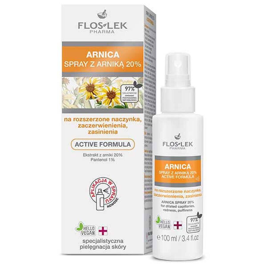 FLOS-LEK Arnica, spray à l&#39;arnica 20%, capillaires dilatés, rougeurs, ecchymoses, 100 ml