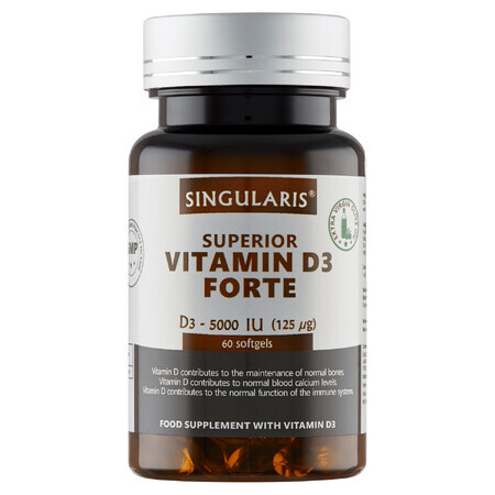 Singularis Superior, Vitamine D3 Forte 5000 IE, 60 zachte capsules