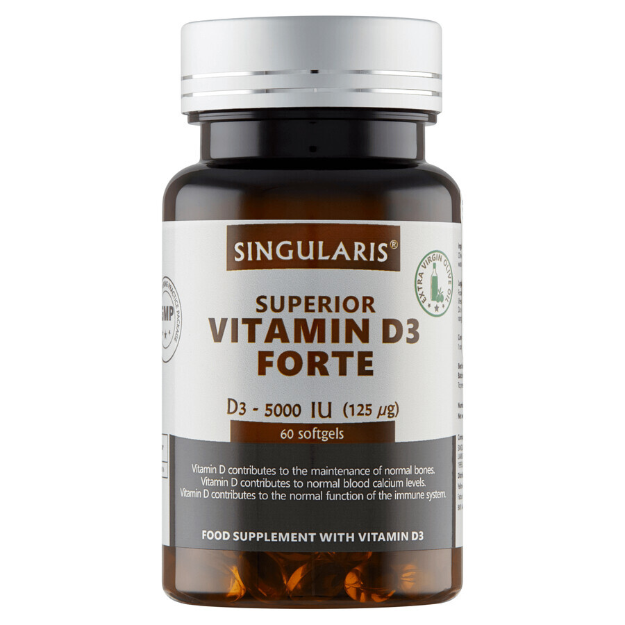 Singularis Superior, Vitamine D3 Forte 5000 IE, 60 zachte capsules