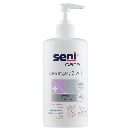 Seni Care, crema limpiadora 3 en 1, 3% urea, 500 ml