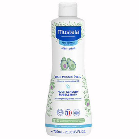 Mustela Bebe Enfant, bubbelbadvloeistof, met biologische avocado, vanaf 1 dag oud, 750 ml