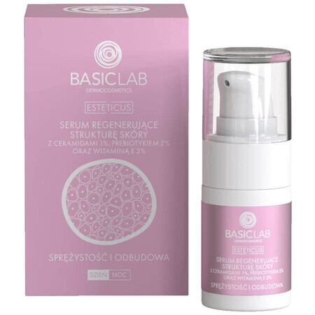 BasicLab Esteticus, serum dat de huidstructuur regenereert met ceramiden 1%, elasticiteit en reconstructie, 15 ml