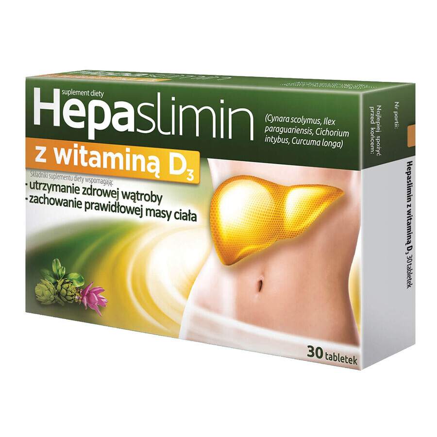 Hepaslimin with vitamin D3, 30 film-coated tablets