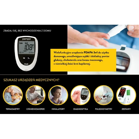 Pempa BK6-40M 3 in 1 Glucose, Cholesterol and Uric Acid Meter