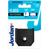 Jordan Whitening Dental Floss, Dental Floss with Fluoride, Xylitol and Activated Charcoal, Mint, 25m