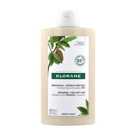 Klorane, shampoo met biologische Cupuacu-boter voor zeer droog en beschadigd haar, 400 ml