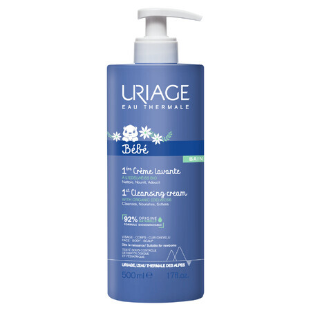 Uriage Bébé, Crema Detergente 1°, detergente cremoso per bambini, 500 ml