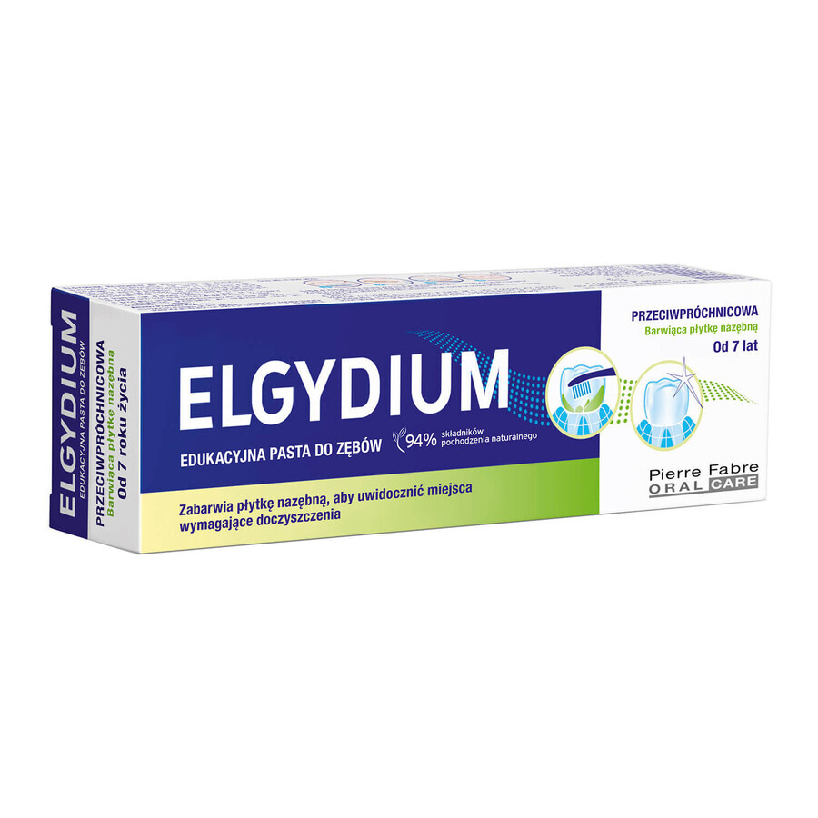 Elgydium, educational toothpaste for plaque staining, for children from 7 years and adults, 50 ml