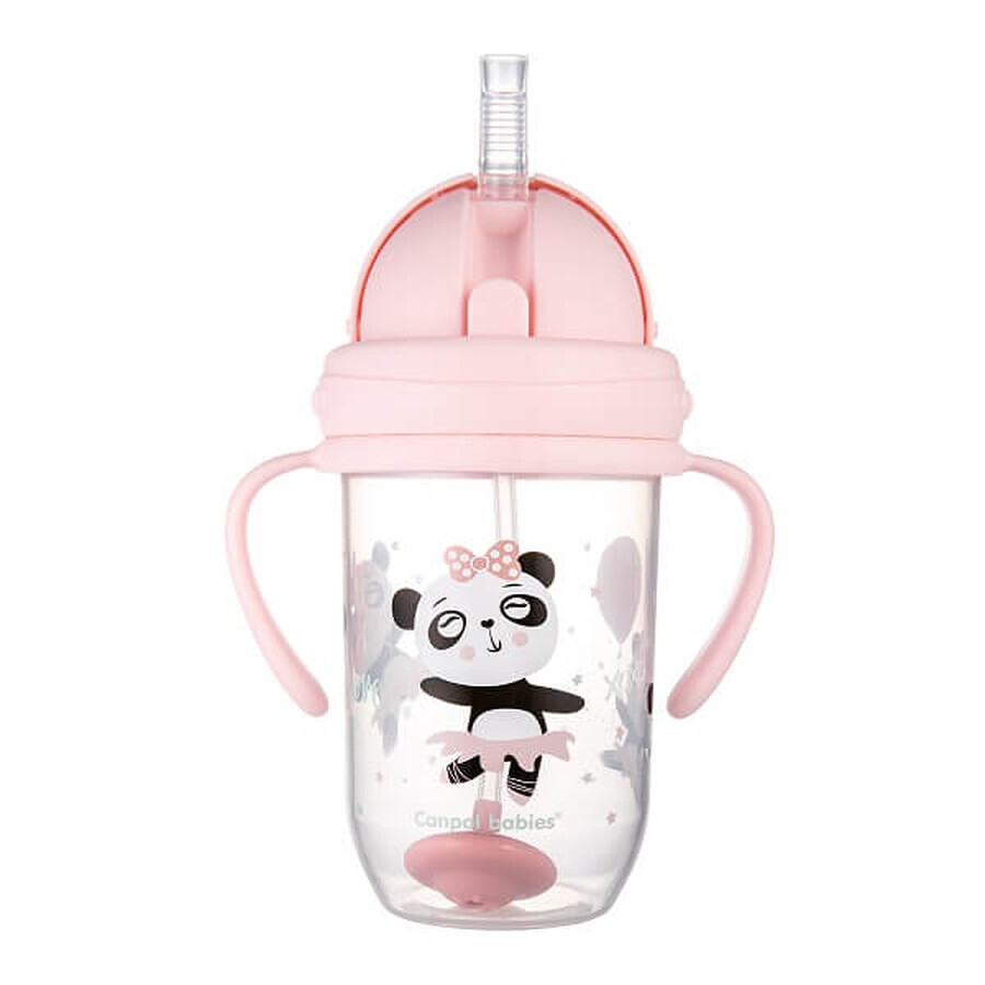 Canpol Babies, sippy cup met tube en gewicht, Exotic Animals, roze, 56/606, vanaf 6 maanden, 270 ml