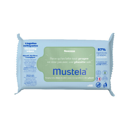 Mustela Bebe Enfant Organic Avocado Cleansing Wet Wipes From Birth Normal Skin 60 Pieces