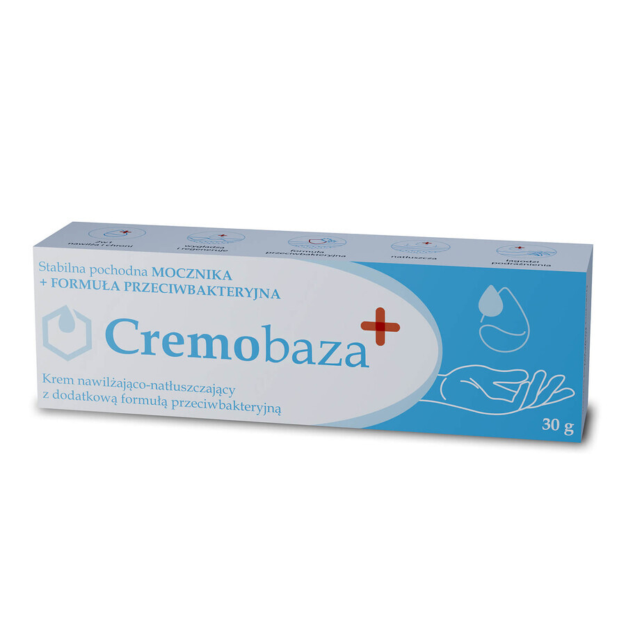 Cremobase+, cremă hidratantă și lubrifiantă cu formulă antimicrobiană, 30 g