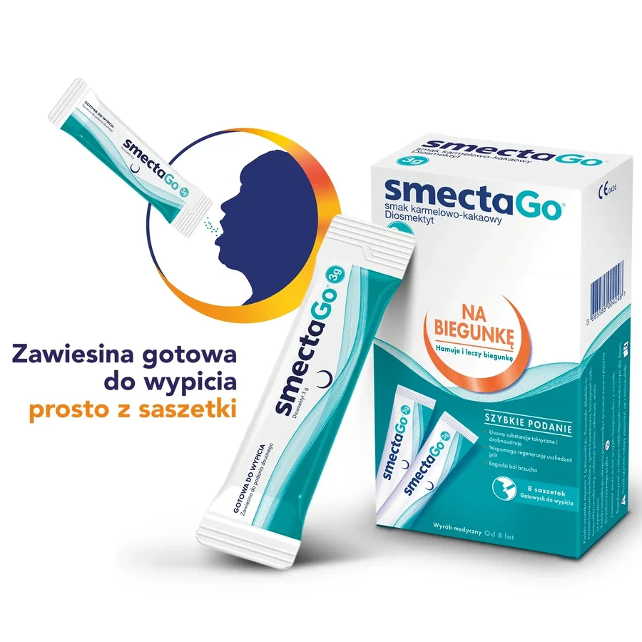 SmectaGo, caramel and cocoa flavor, 8 sachets