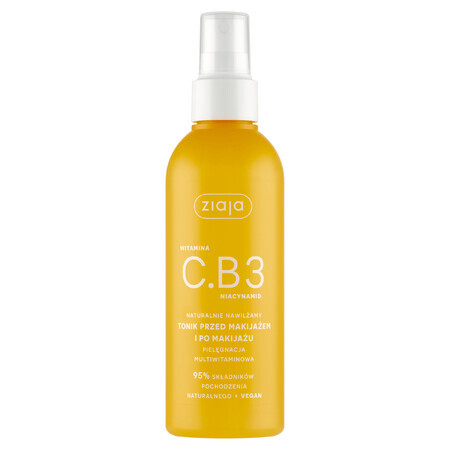 Ziaja Vitamine C.B3 Niacinamide, tonic voor en na make-up, spray, 190 ml