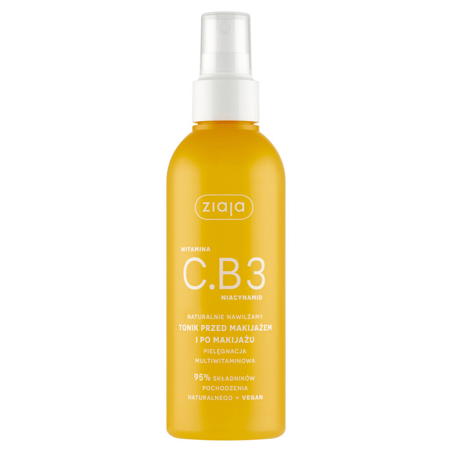 Ziaja Vitamine C.B3 Niacinamide, tonic voor en na make-up, spray, 190 ml