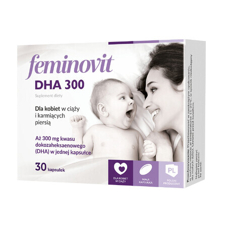 Integratore alimentare in capsule Feminovit DHA 300, confezione da 30 unità.