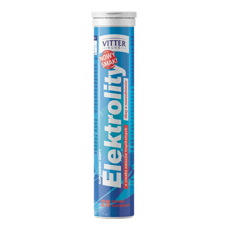 Vitter Blue Electrolytes, tropische fruitsmaak, 20 bruistabletten