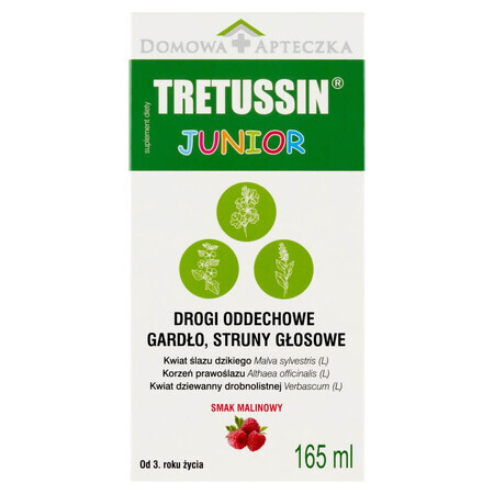 Tretussin Junior, vanaf 3 jaar, frambozensmaak, 165 ml