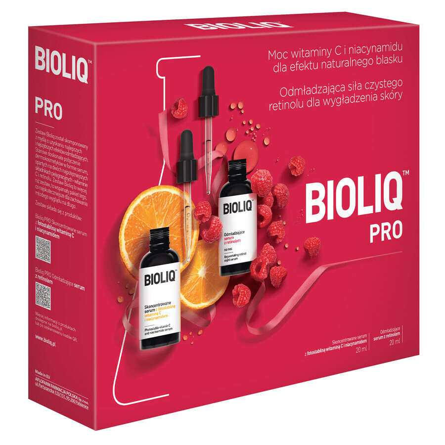 Bioliq Pro-Duo-Serum mit Vitamin C, Niacinamid  amp; Retinol  20ml Hervorragendes Serum für die Hautpflege mit effektiven Inhaltsstoffen. Perfect für die tägliche Routine. Versandfertig.