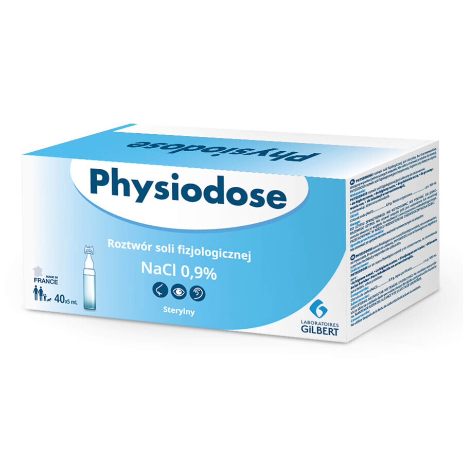 Physiodose, NaCl-zoutoplossing 0,9%, 5 ml x 40 ampullen