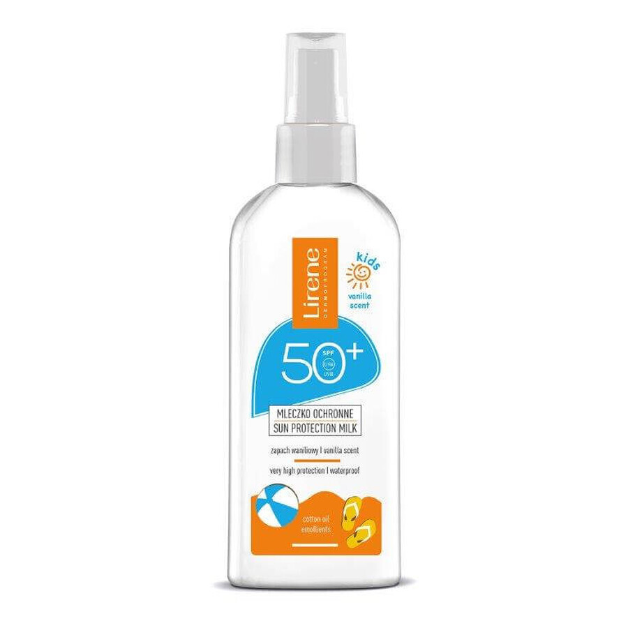 Lirene Sun Kids, leche protectora para niños, vainilla, FPS 50+, 150 ml