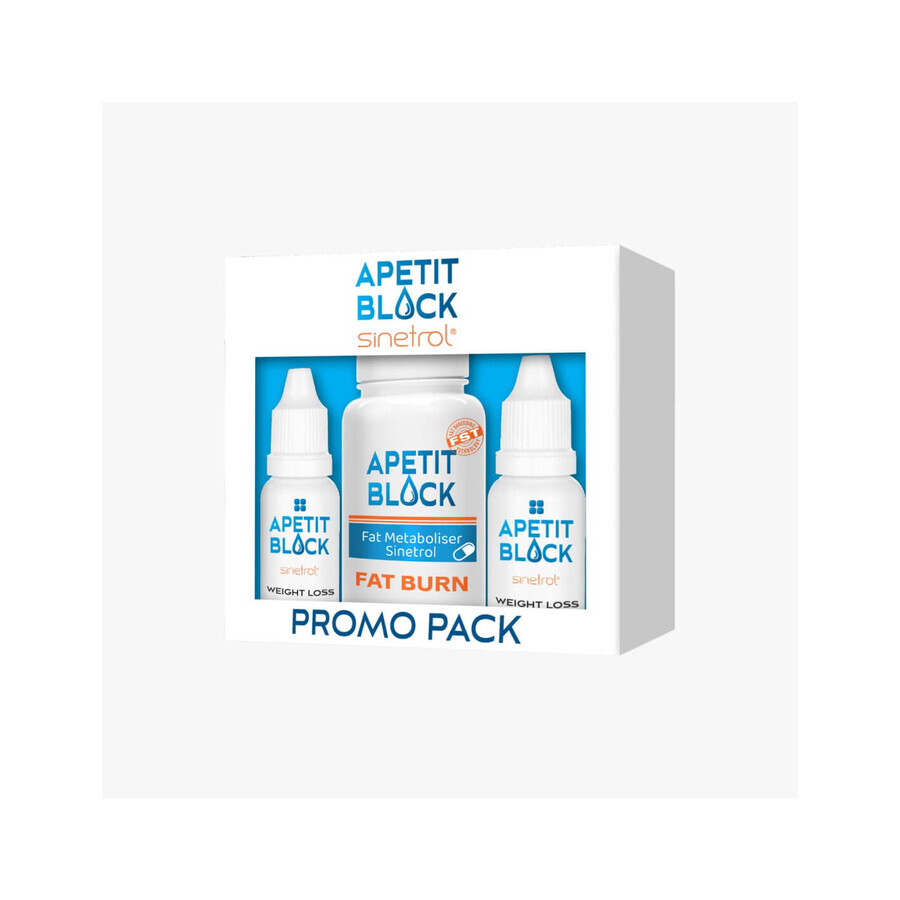 Appetite Block Sinetrol-pakket 30 capsules + 2 flessen x 15 ml - voor gewichtsverlies