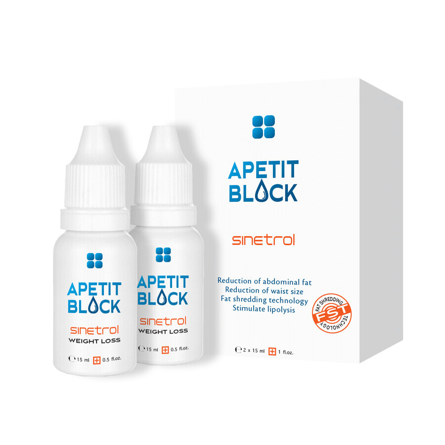 Apetit Block Sinetrol-pakket 30 capsules + 2 flessen x 15 ml - voor gewichtsverlies