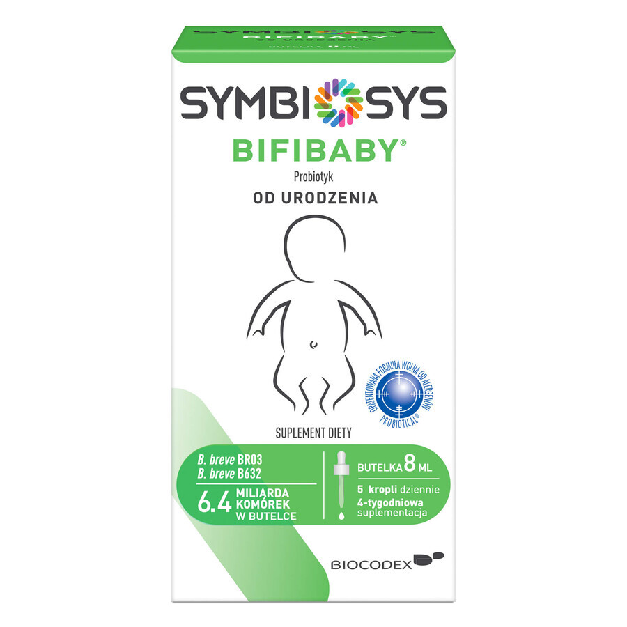 Symbiosys Bifibaby vanaf de geboorte, druppels, 8 ml VERONTREINIGDE VERPAKKING