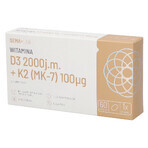 SEMA Lab Vitamine D3 2000 IE + K2 (MK-7) 100 µg, 60 capsules KORT GEBRUIK