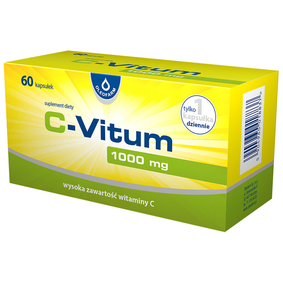 C-Vitum, vitamine C 1000 mg, 60 capsules VERWIJDERDE VERPAKKING