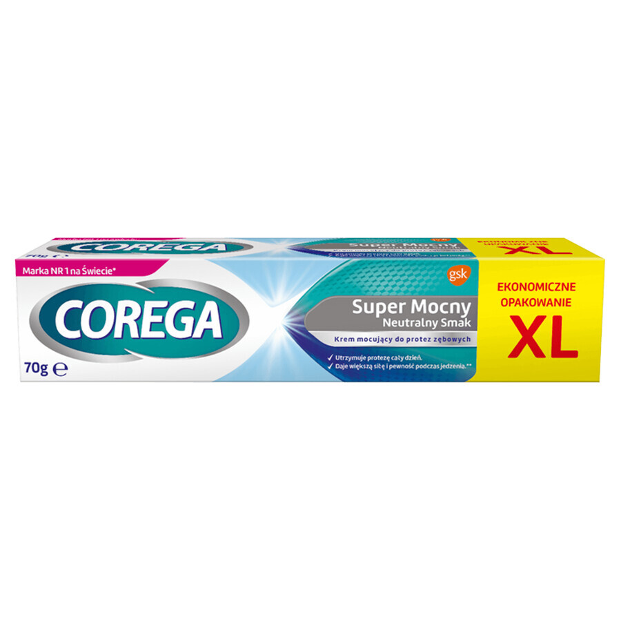 Corega Super Strong, Fixerende crème voor kunstgebitten, neutraal, 70 g VERONTREINIGDE VERPAKKING