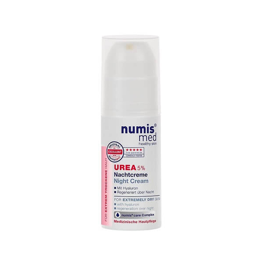 Crema da notte per il viso con urea 5% e ialuronico, 50 ml, Numismed