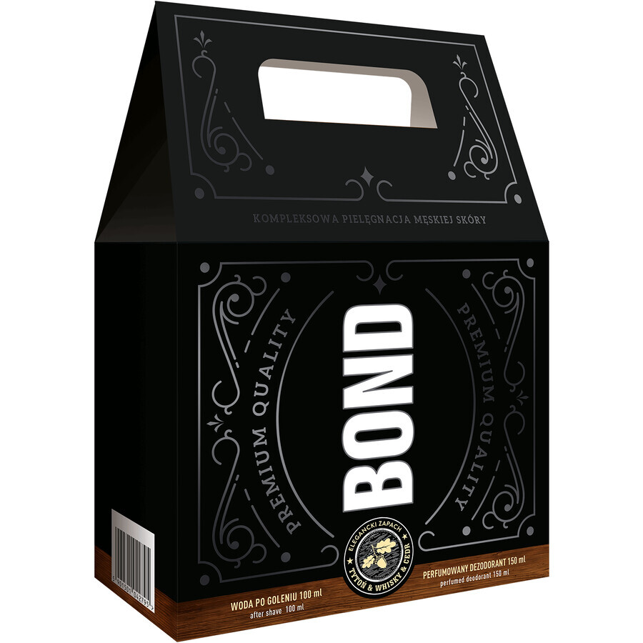 Bond Tabak, Whisky en Ceder set, aftershave, 100 ml + deodorant, 150 ml GEDECORISEERDE VERPAKKING