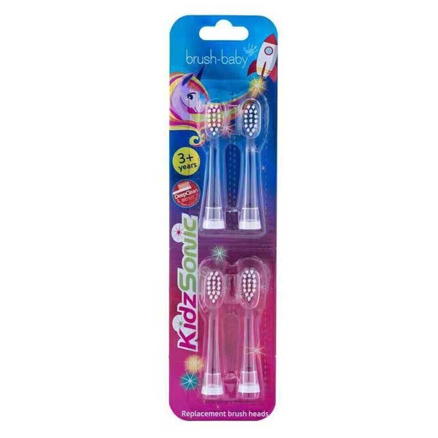 Brush-Baby KidzSonic, sonic toothbrush tips for children, over 3 years, 4 pieces