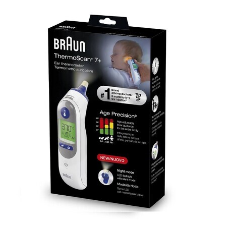 Braun ThermoScan 7+ IRT6525, oorthermometer met leeftijdprecisie en nachtmodus