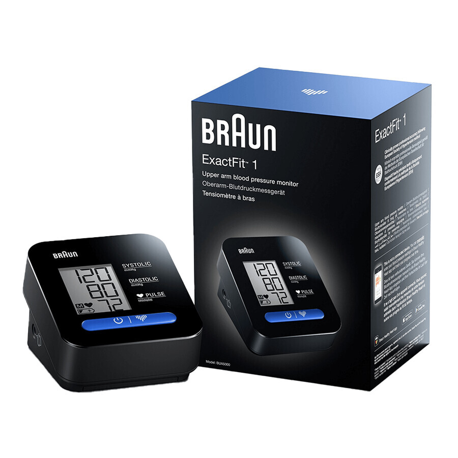 Braun ExactFit 1 BUA5000, tensiometru automat pentru braț cu manșetă de 22-42 cm, negru