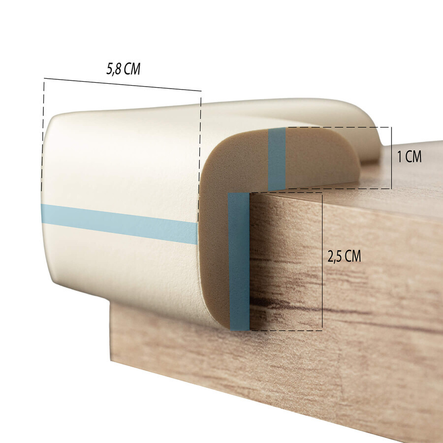 Sipo, schuimrubberen hoekbeschermers voor meubelranden en hoeken, ecru, 4 stuks