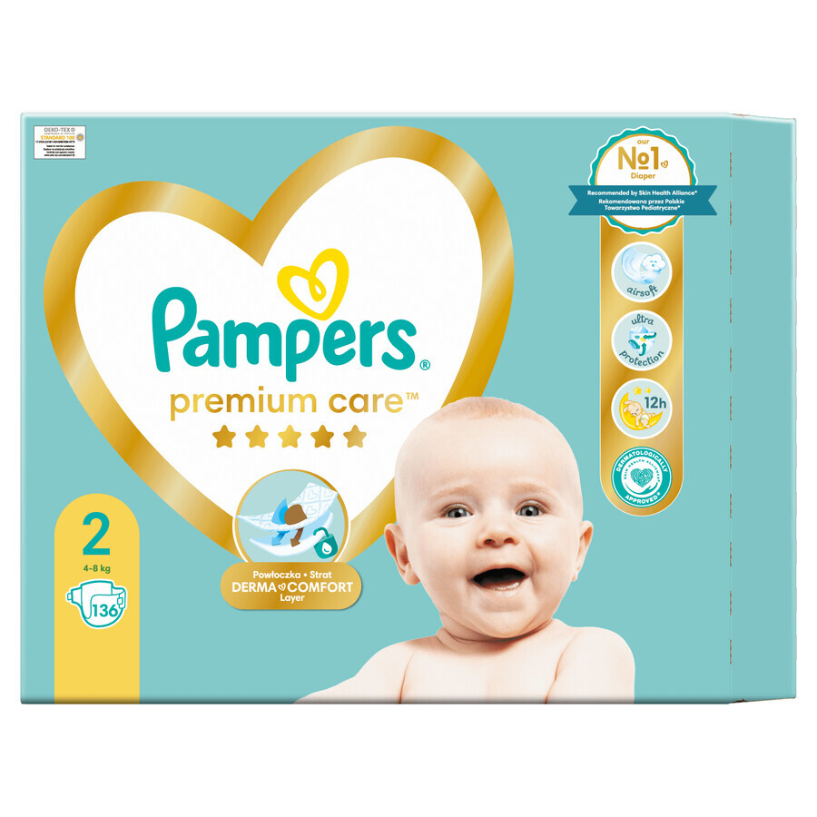 Pampers Premium Care, Windeln, Größe 2, 4-8 kg, 136 Stück